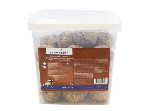 [90261216 1432862] Eric Schweizer Wintervogelfutter Meisenknödel im Eimer, 30 x 90 g, netzfrei