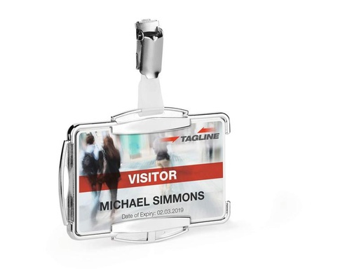 [90261220 1456622] DURABLE Ausweishalter RFID Hartbox mit Clip für 1 Ausweis, 10 Stück