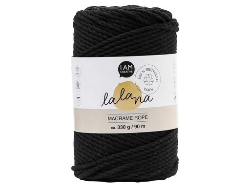 [90262811 1462730] lalana Wolle Makramee Rope 3 mm, 330 g, Schwarz