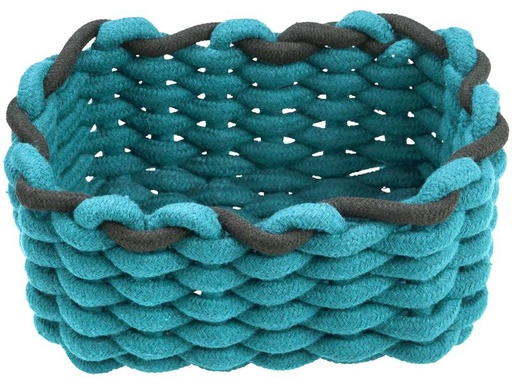 [90262833 1462865] diaqua® Aufbewahrungskorb Cord 20 x 14 x 10 cm, Petrol/Schwarz