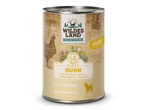 [90263317 1457814] Wildes Land Nassfutter Dog Puppy Huhn mit Karotte &amp; Apfel, 400 g