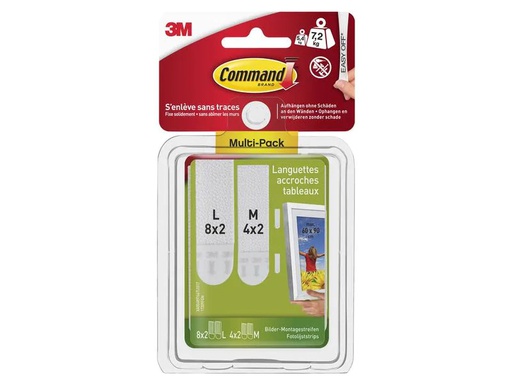 [90263723 1116809] Command Klebepad Command L 8 Stück, M 4 Stück, Weiss