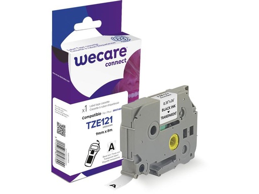 [90263770 1447196] Wecare Beschriftungsband TZE-121 Schwarz auf Transparent