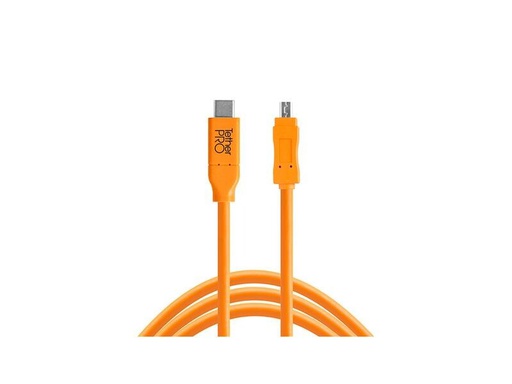 [90265832 1450706] Tether Tools Kabel TetherPro USB-C zu 2.0 Mini-B 8-Pin, 4.6 m Orange