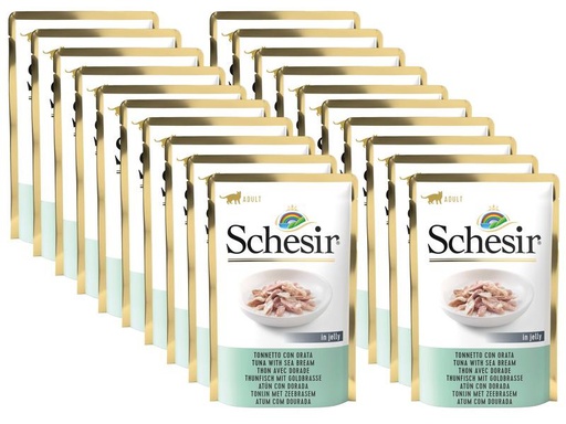 [90266222 1367789] Schesir Nassfutter Thunfisch &amp; Goldbrasse in Gelée, 20 x 85 g