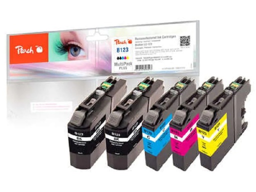 [90266389 1476233] Peach Tinte Brother LC-123 Multi-Pack-Plus C, M, Y, BK