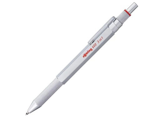 [90266672 1477498] Rotring Kugelschreiber Multipen 600 3 in 1, 0.5 mm, Silber