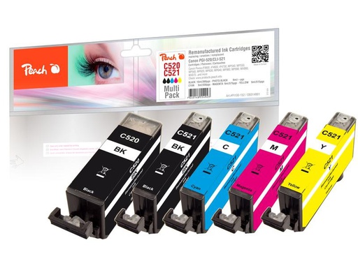 [90267149 1476248] Peach Tinte Canon PGI-520/CLI-521 Multi-Pack C, M, Y, 2x BK
