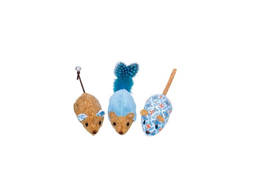 [90269353 1480148] Nobby Katzen-Spielzeug Plüsch Mäuse mit Catnip, Blau, 12 cm