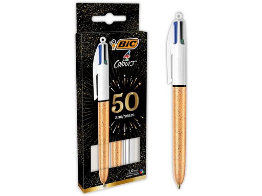 [90271232 1482232] BIC Kugelschreiber 4 Colours Party 0.32 mm, 3 Stück, Gold/Silber