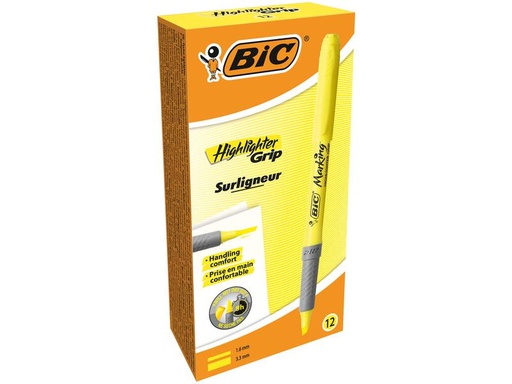 [90271731 1407890] BIC Textmarker Brite Liner Grip 12 Stück, Gelb