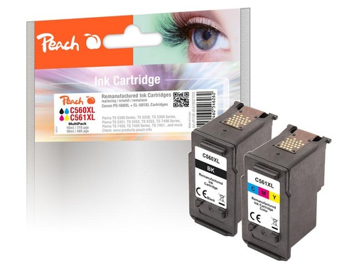 [90272039 1476245] Peach Tinte Canon PG-560XL/CL-561XL Multi-Pack 1x BK, 1x CMY