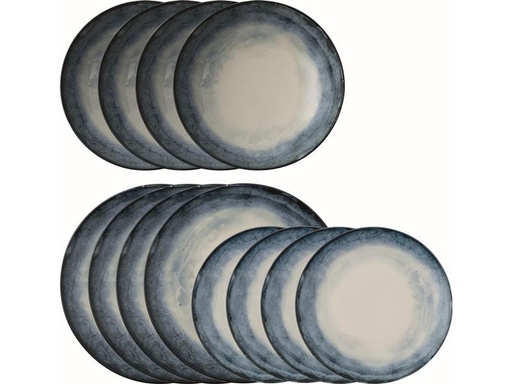 [90272469 1504633] Arthur Krupp Speise-Service Shade Sea 12 Stück, Blau/Weiss