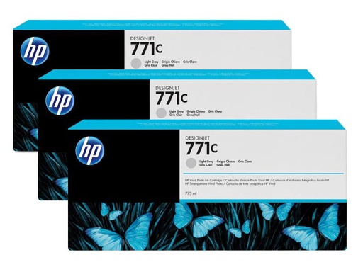 [90046568 887467] HP Tinte Nr. 771C (B6Y38A) Light Grey (3er-Pack)