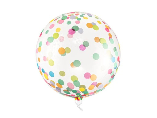 [90272992 1473174] Partydeco Folienballon Mehrfarbig/Transparent, mit farbigen Konfettis