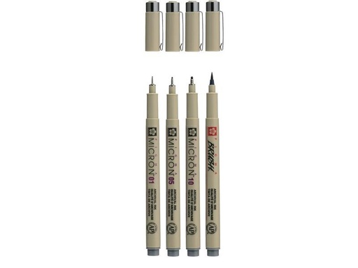 [90273732 1502474] Sakura Fineliner Pigma Micron Kaltgrau, 4-teilig