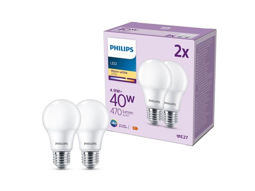 [90274292 1467173] Philips Lampe LED 40W A60 E27 WW FR ND 2CT/6 EC Warmweiss