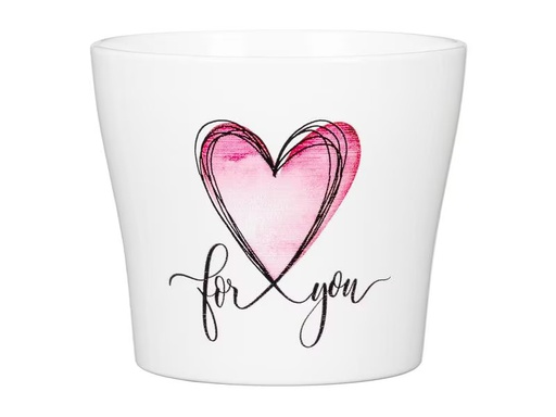 [90274806 1471513] scheurich Blumentopf With Love 15.2 cm, Weiss/Rosa