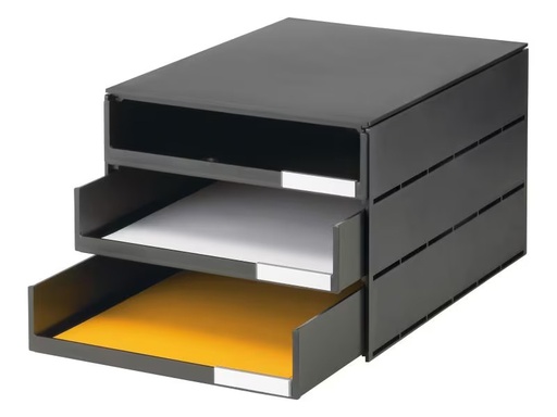 [90274840 1484644] Styro Schubladenbox Styroval Pro Öko 3 Schubladen, Schwarz, offen