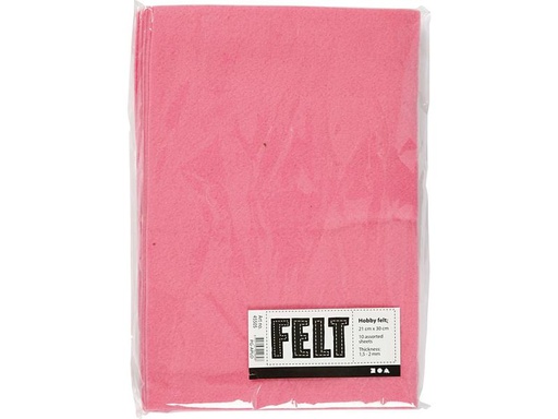 [90275340 1502172] Creativ Company Bastelfilz 1.5 - 2 mm, A4, 10 Blatt, Rosa