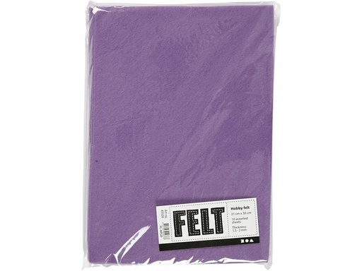 [90275380 1502174] Creativ Company Bastelfilz 1.5 - 2 mm, A4, 10 Blatt, Hellviolett