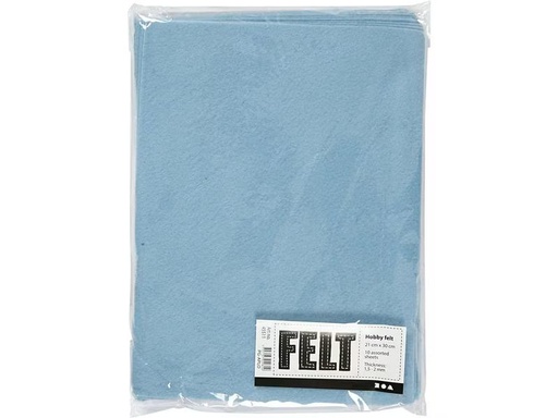 [90275436 1502176] Creativ Company Bastelfilz 1.5 - 2 mm, A4, 10 Blatt, Hellblau