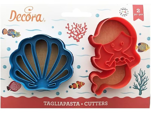 [90276307 1509605] Decora Guetzli-Ausstecher-Set 2 Stück, Meerjungfrau und Muschel