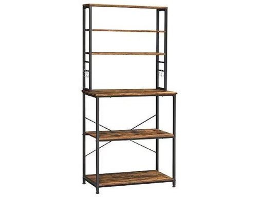 [90276787 1508802] VASAGLE Küchenregal mit Ablagen und Haken 167 x 80 cm, Braun/Schwarz