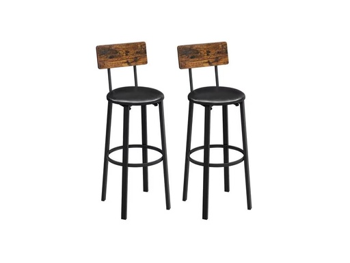 [90277043 1508804] VASAGLE Barhocker 2er Set 39 x 100 cm, Braun/Schwarz
