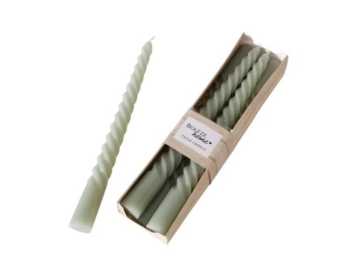 [90277232 1478185] Boltze Stabkerze Twisto 6er Set, Hellgrün