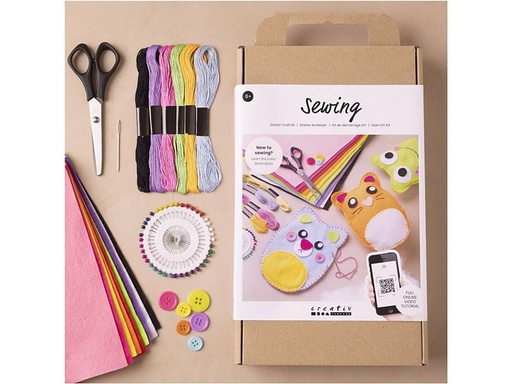 [90277318 1468172] Creativ Company Bastelset Starter Nähen Filz, Kordel, Knöpfe