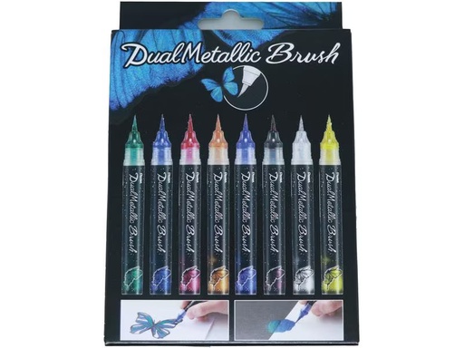 [90277634 1513221] pentel Dual Metallic Brush Mehrfarbig, 8-teilig