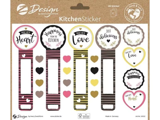 [90278952 1058303] Z-Design Motivsticker A5 KÜCHE Siegelaufkleber, Bunt, 40 Aufkleber