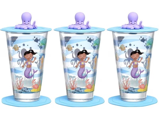 [90279395 1506167] Leonardo Kindertrinkglas Avventura 300 ml, 3-teilig, Meer