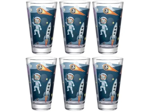 [90279437 1506176] Leonardo Kindertrinkglas Avventura 300 ml, 6 Stück, Weltall