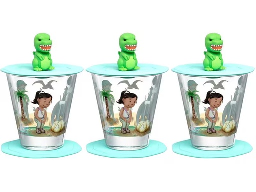 [90279454 1506170] Leonardo Kindertrinkglas Avventura 215 ml, 3-teilig, Dinosaurier