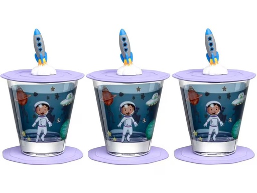 [90279469 1506166] Leonardo Kindertrinkglas Avventura 215 ml, 3-teilig, Weltall
