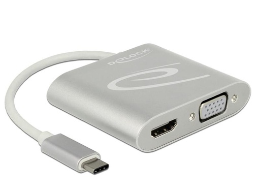 [90047616 818205] Delock 2-Port Signalsplitter USB-C - 1xHDMI &amp; 1xVGA