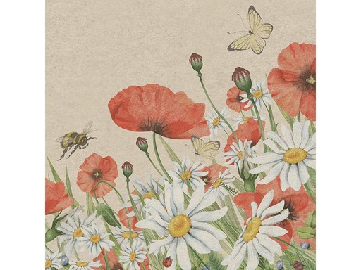 [90280523 1512605] Paper + Design Papierservietten Floral Poppies 33 cm x 33 cm, 20 Stück