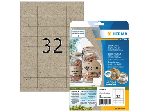 [90280875 1508678] HERMA Universal-Etiketten 48.3 x 33.8 mm, 20 Blatt, Braun