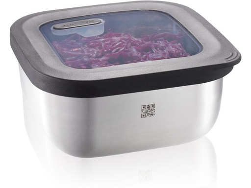 [90281317 1526576] GEFU Vorratsdose Provido Eckig, 0.9 l, Schwarz/Silber matt