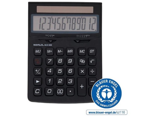 [90281381 1509648] Maul Taschenrechner ECO 850, 12 Stellen, Schwarz