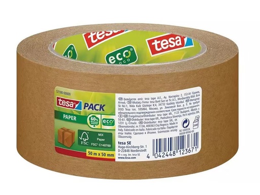 [90281472 1510358] tesa Klebeband -Set Paper ecoLogo, 50 mm x 50 m, 6 Rollen, Braun