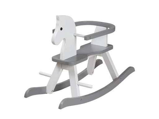 [90282127 1195972] roba Schaukelpferd aus Massivholz Grau/Weiss