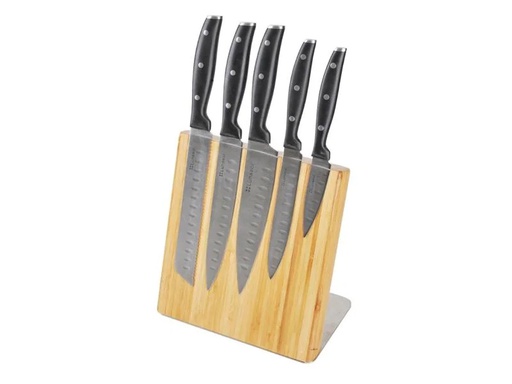[90282967 1450047] Sola Messerblock Bamboo 6-teilig, Hellbraun/Schwarz, Bambus