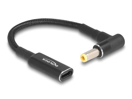 [90283390 1527324] Delock Ladekabel USB-C zu 5.5 x 2.5 mm Stecker 90° gewinkelt, 15 cm