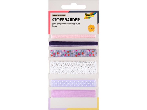 [90284090 1498805] Folia Textilband Sweet Bouquet 5.5 m, Mehrfarbig, 6 Stück