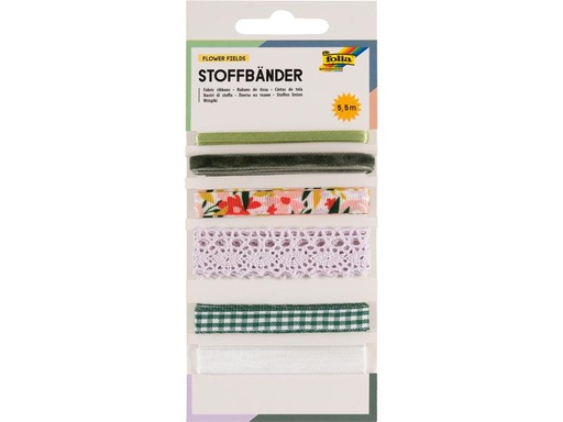 [90284293 1498807] Folia Textilband Flower Fields 5.5 m, Mehrfarbig, 6 Stück