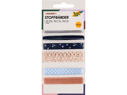 [90284310 1498806] Folia Textilband Blue Velvet 5.5 m, Mehrfarbig, 6 Stück