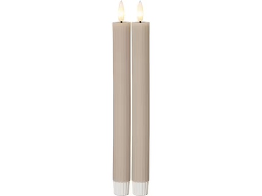 [90284915 1523407] Star Trading LED-Stabkerzen Set Flamme Stripe, 25 cm, Beige, 2 Stück